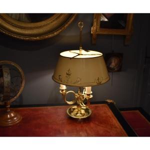 Three-light Bouillotte Lamp With Ivory Lampshade