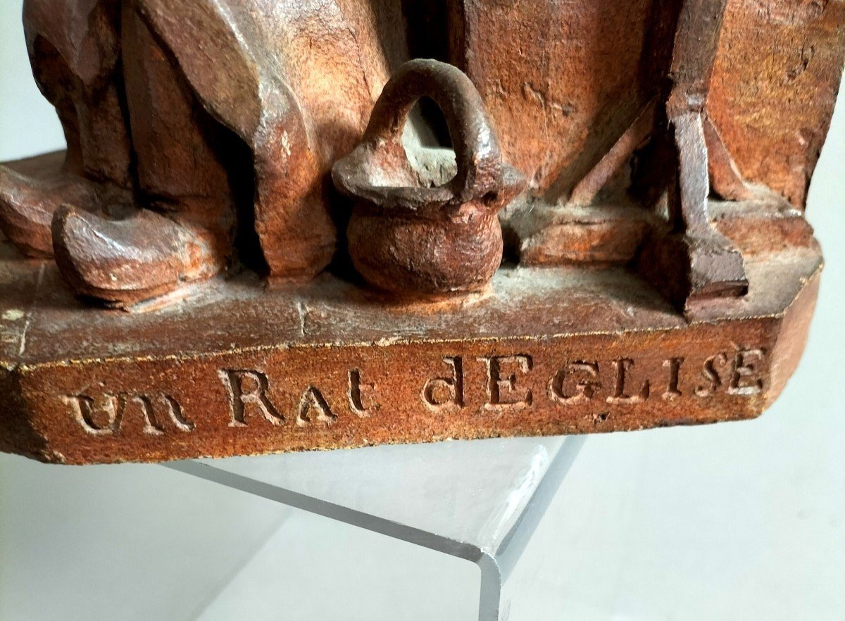 Satyrical Church Rat Candle Holder Terracotta 1857-photo-4