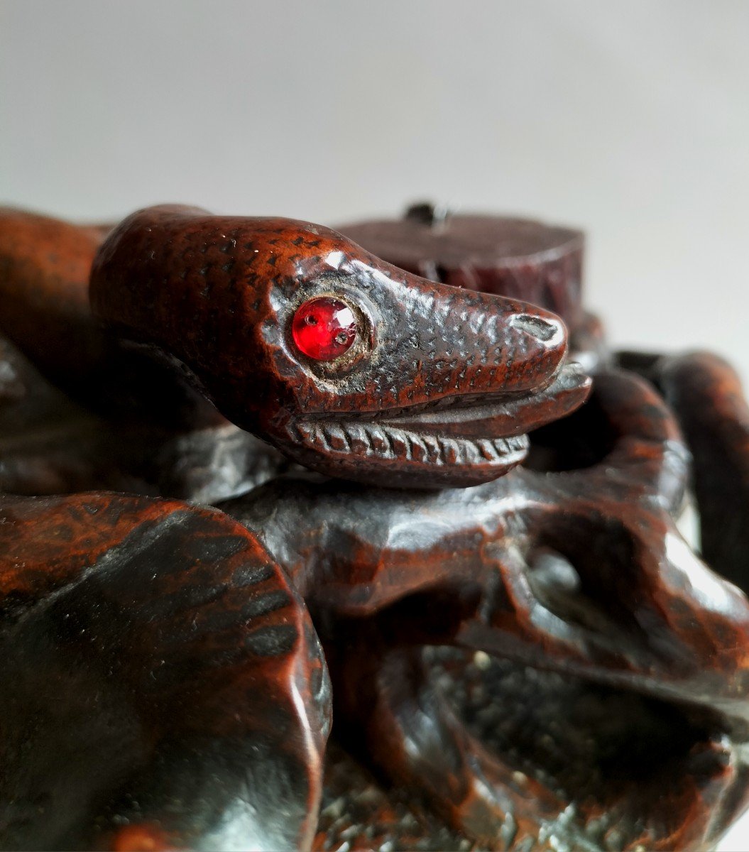 Snake And Shell Inkwell 19th Century -photo-2