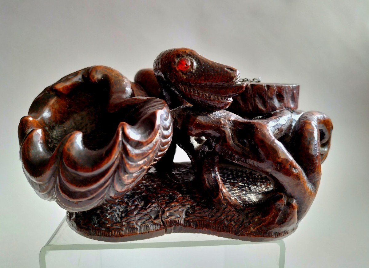 Snake And Shell Inkwell 19th Century 