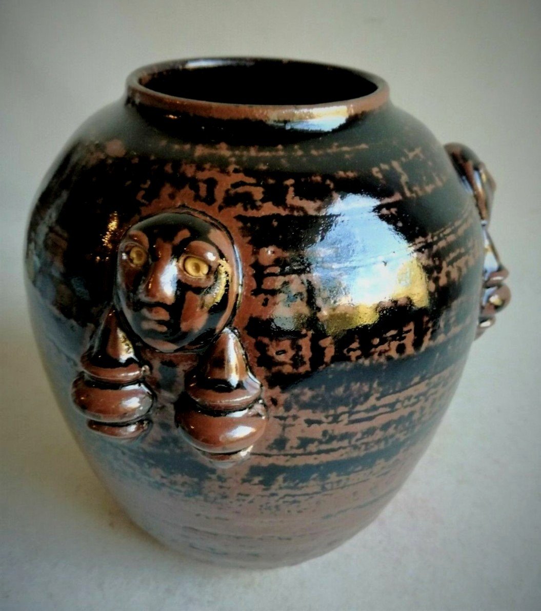 Africanizing Vase With Masks 1950-photo-2