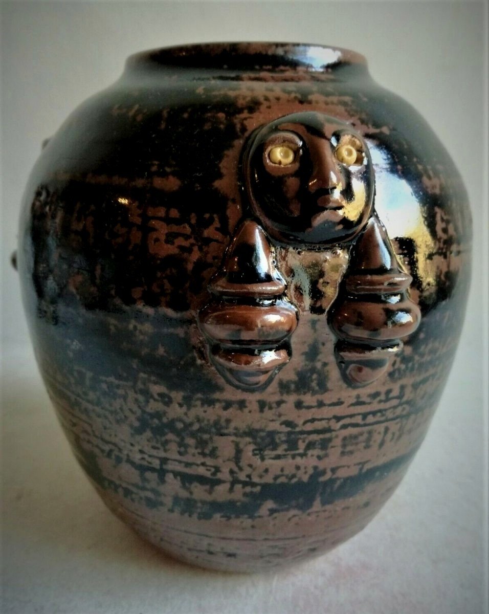 Africanizing Vase With Masks 1950