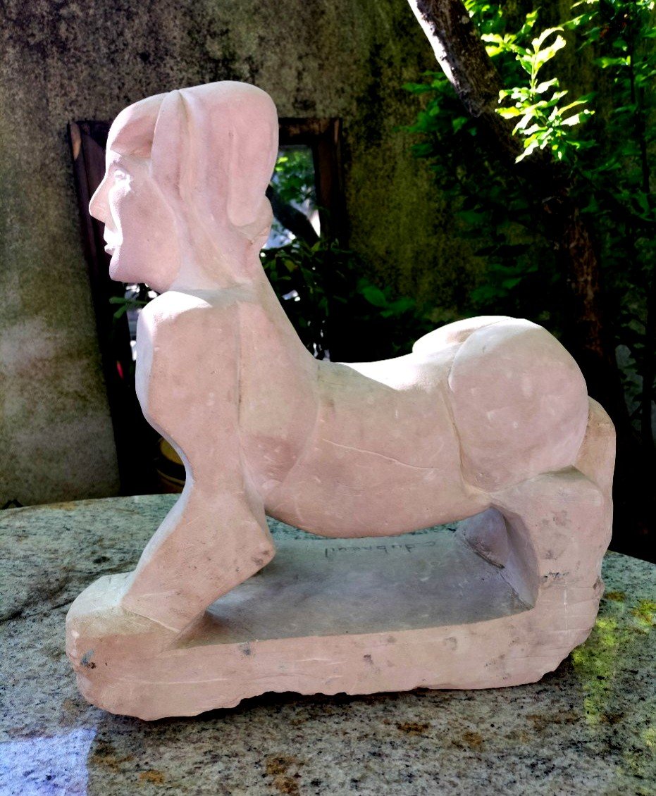 Surrealist Sphinx Direct Carving Sculpture -photo-4