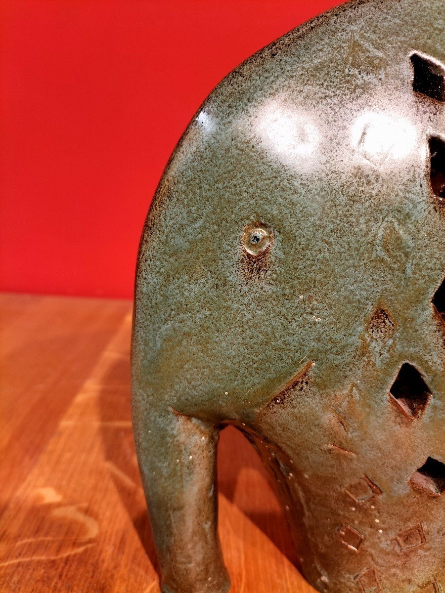 Glazed Ceramic Stylized Elephant Lamp-photo-3