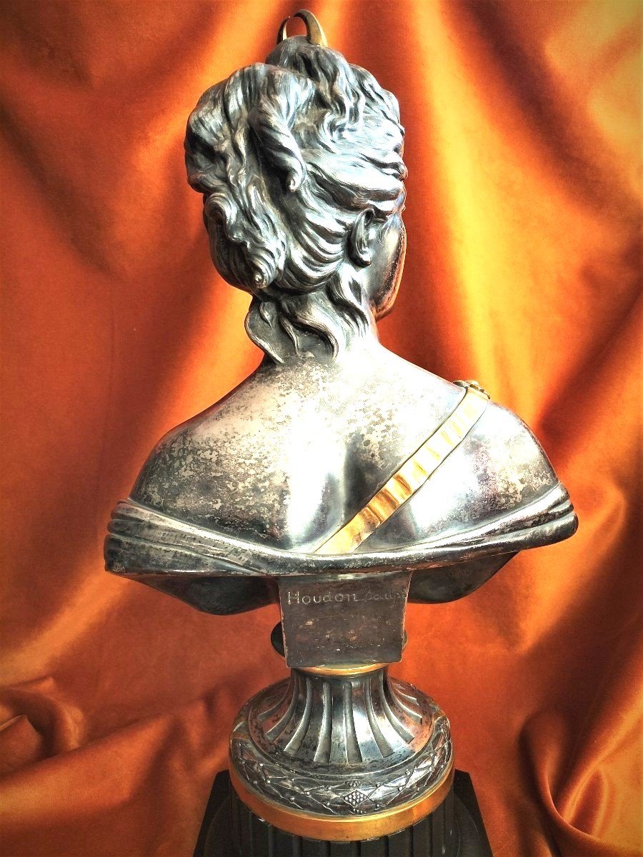 Bust Of Diana In Silvered Bronze After Jean Antoine Houdon-photo-6