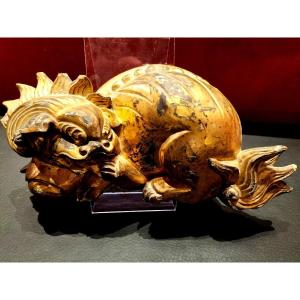 Shishi In Golden Wood Japan Edo