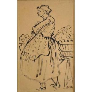 Impressionist Drawing Woman 1900