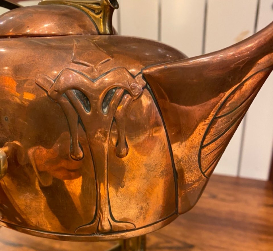 Art Nouveau Copper Teapot-photo-4