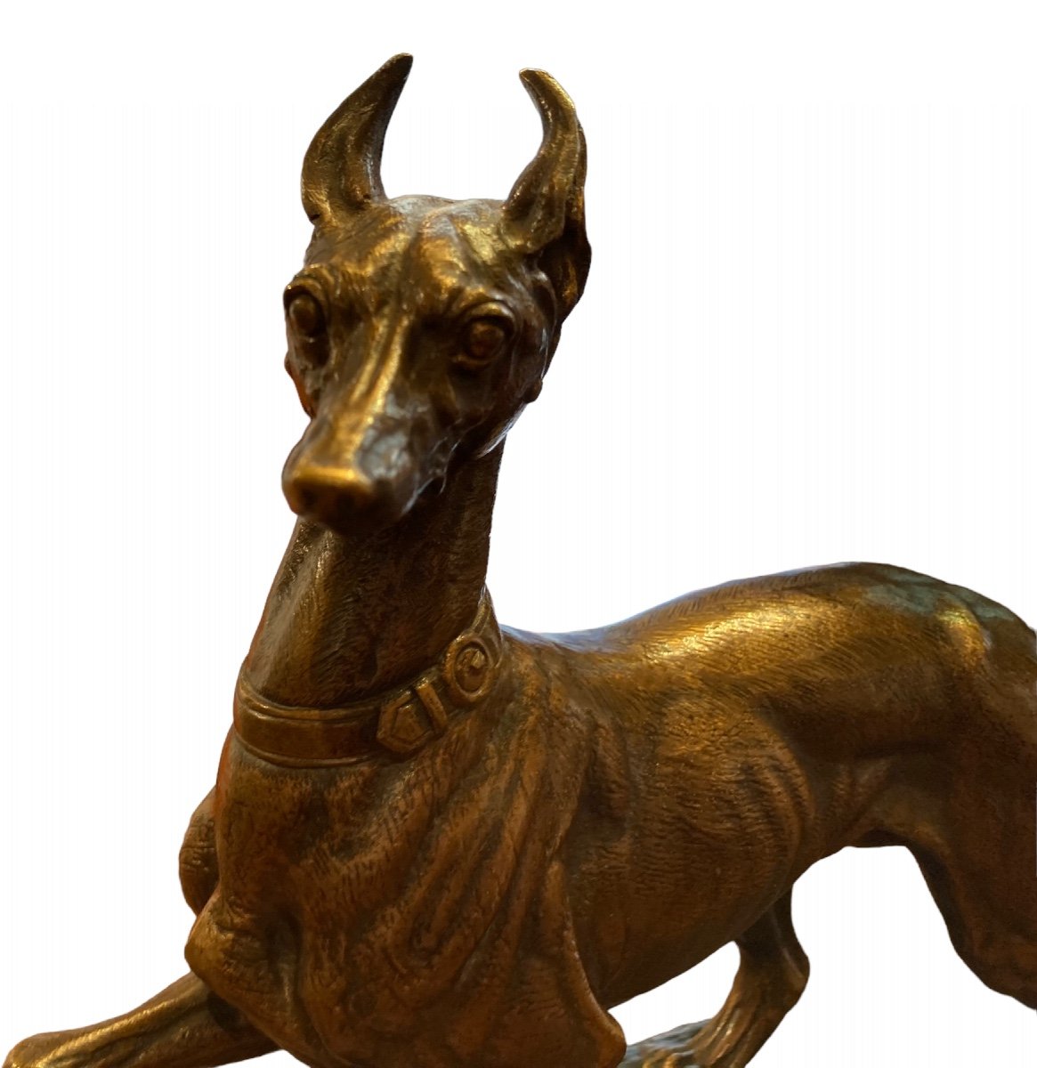 Bronze Dog Sculpture Signed Delabrierre-photo-4