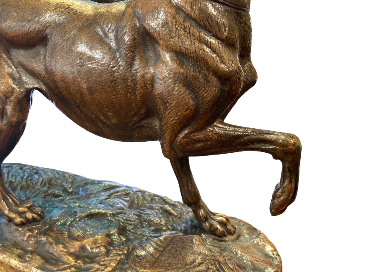 Bronze Dog Sculpture Signed Delabrierre-photo-1