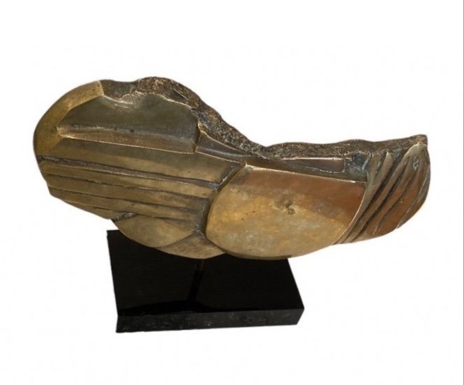 Morice Lipsi Sculpture Abstraite En Bronze Doré XXe