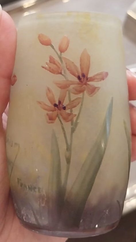 Daum, Petit Vase En pâte de verre, Art Nouveau.-photo-4