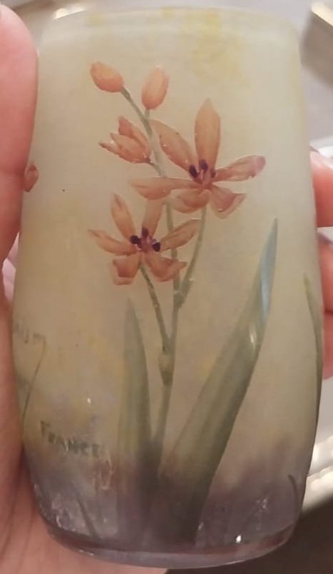 Daum, Petit Vase En pâte de verre, Art Nouveau.-photo-1