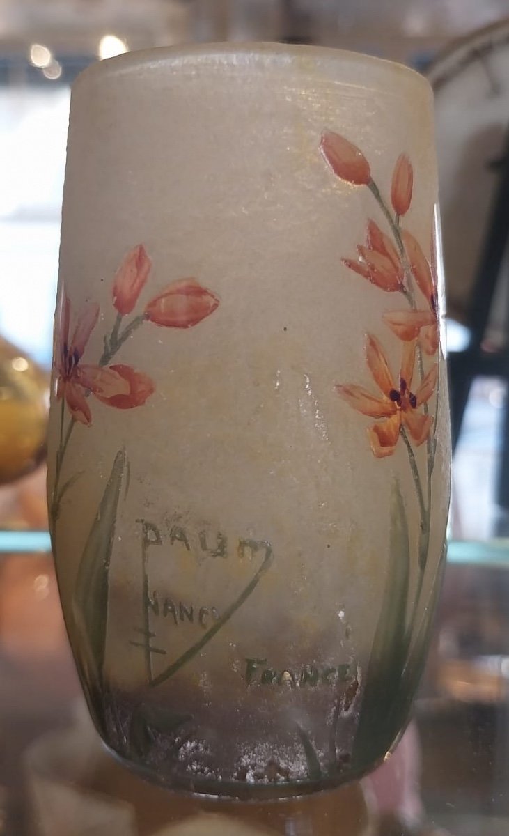 Daum, Petit Vase En pâte de verre, Art Nouveau.-photo-3