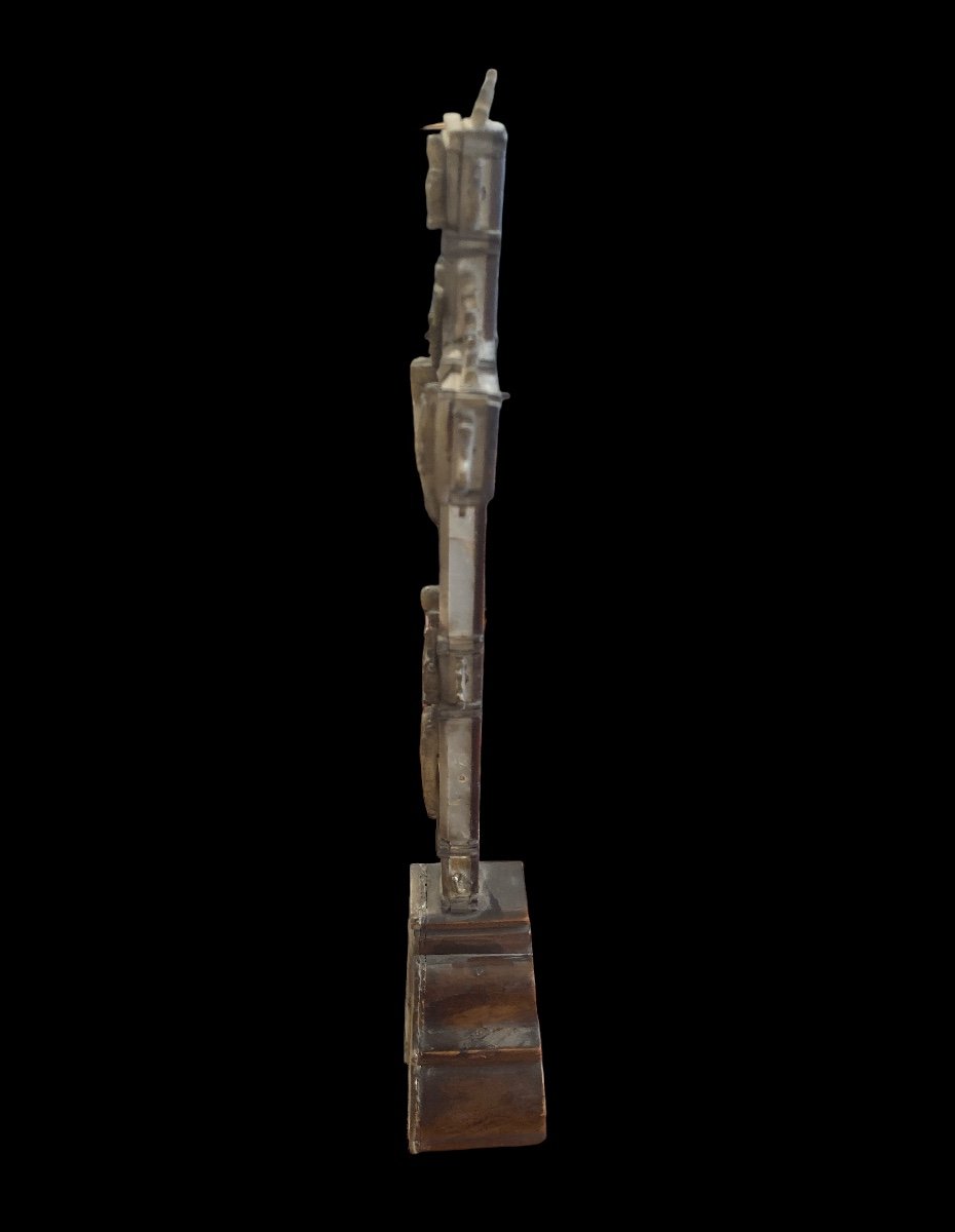 Olive Wood And Mother Of Pearl Altar Crucifix, 18th Century-photo-4