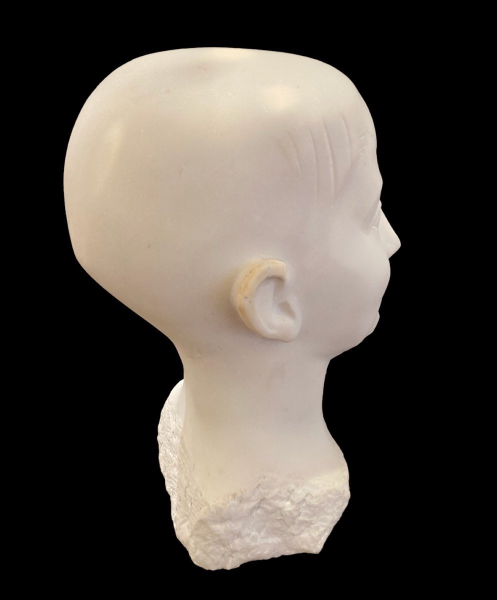 Constantin Andréou, Sculpted Head In White Marble, 20th Century-photo-2