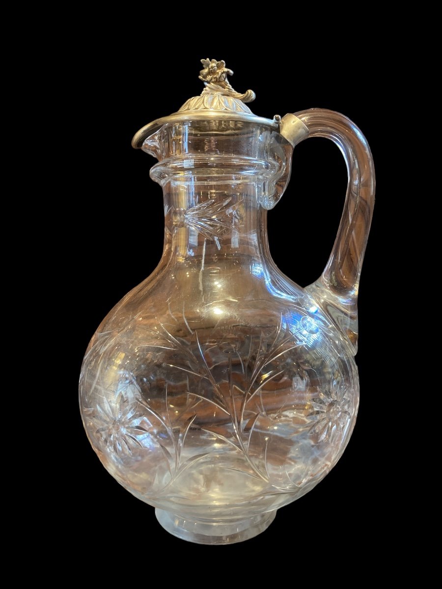 Ewer In Crystal And Silver, Late 19th Century