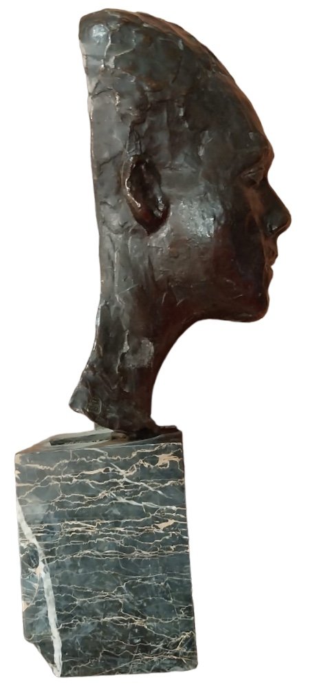 François Gustave Pimienta (1888-1982), Visage D’homme, Bronze., XXe-photo-3