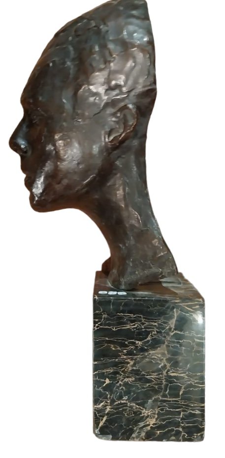 François Gustave Pimienta (1888-1982), Visage D’homme, Bronze., XXe-photo-4