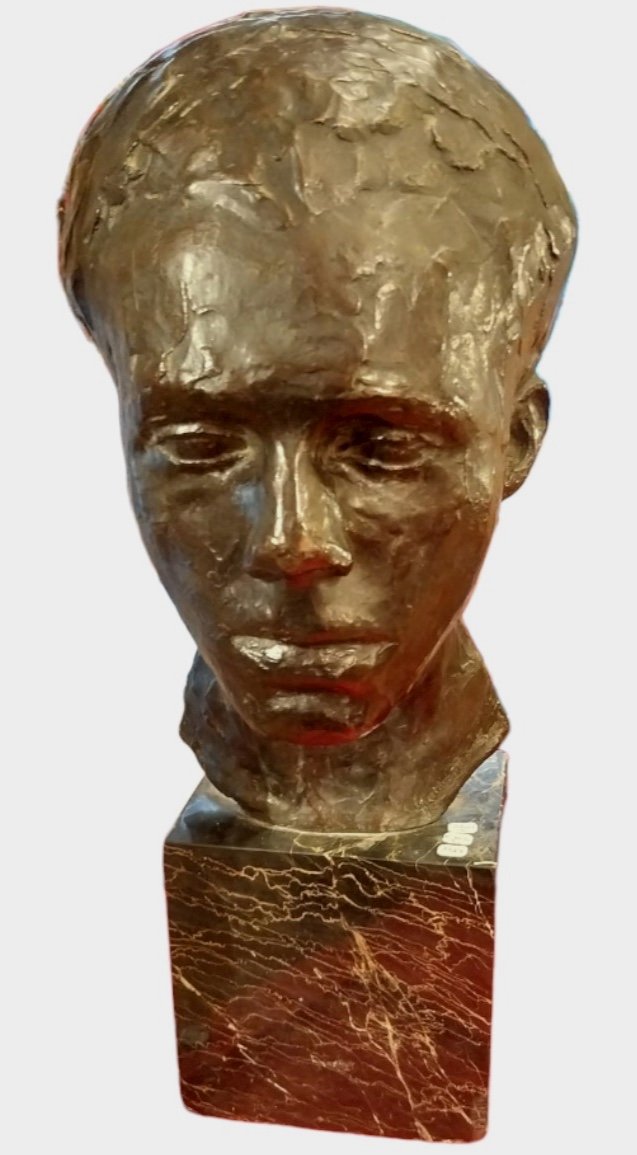 François Gustave Pimienta (1888-1982), Visage D’homme, Bronze., XXe