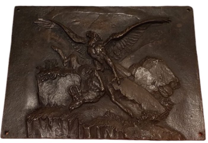 D’après Antoine Louis Barye (1796-1875), Bas relief en bronze, Aigle Et Sa Proie, XIXe 