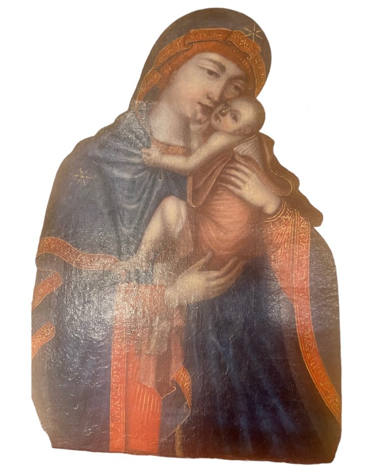 Icon On Canvas, Virgin Mary With Child Jesus, 18th Century-photo-4