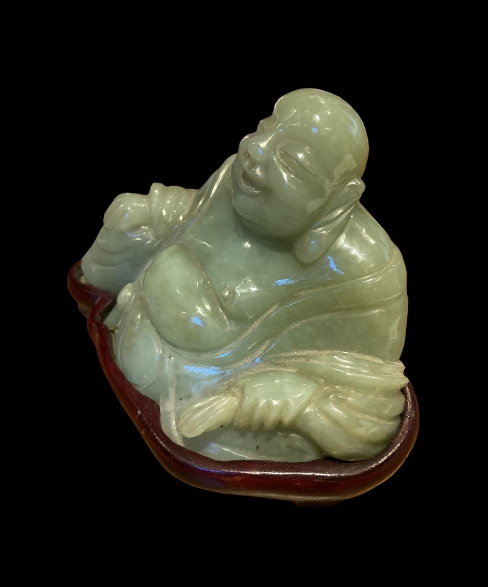 Statuette de Bouddha En Jade, Début XXe Siècle-photo-2