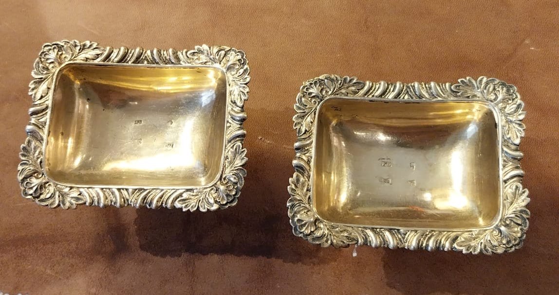 Pair Of Salt Cellars In Vermeil Silver, Russia, 19th Century