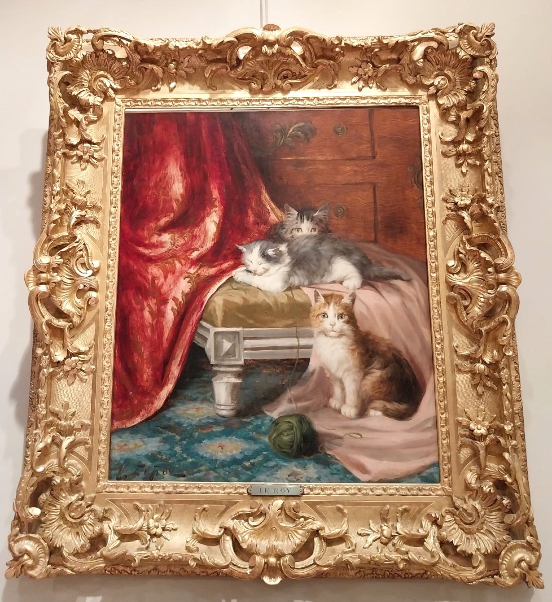 Jules Gustave Le Roy (1856-1921), Huile Sur Toile, Chatons, Fin XIXe débutXXe