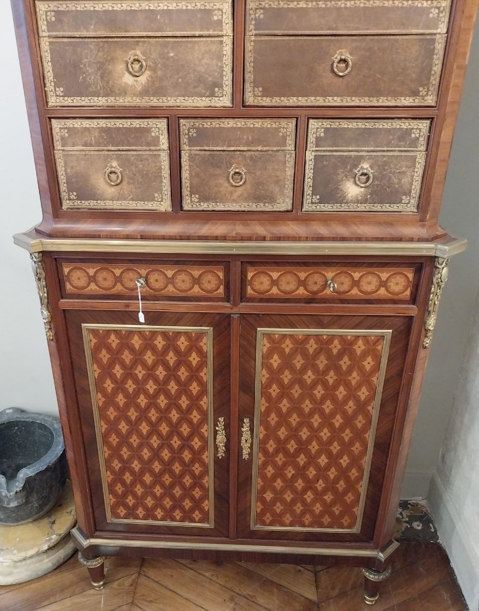 Inlaid Cardboard Maker With Its Clock, 19th Century-photo-4