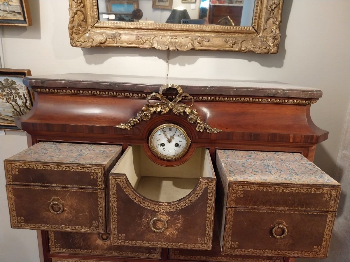 Inlaid Cardboard Maker With Its Clock, 19th Century-photo-4