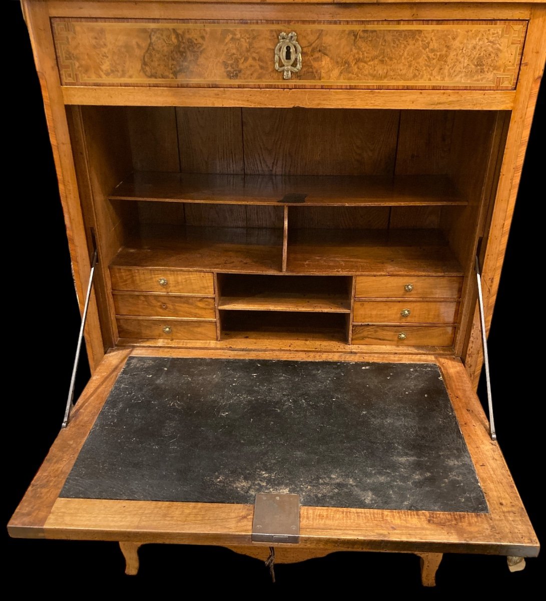 Secretary In Walnut Burl, Late 18th Century -photo-4