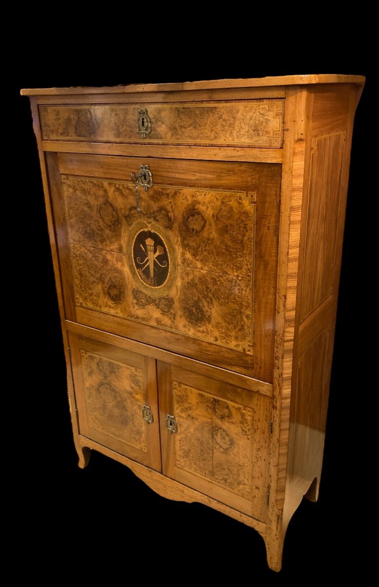 Secretary In Walnut Burl, Late 18th Century 