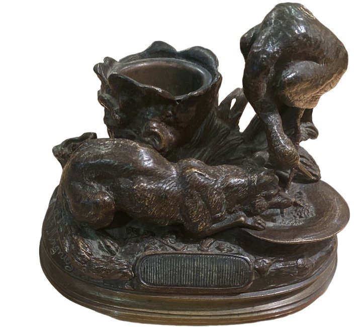 Jules Moigniez (1835 - 1894), Pyrogen Bronze, The Fox And The Stork, 19th Century