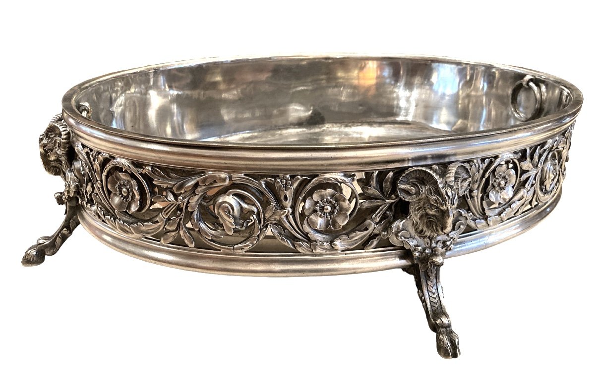 Cardeilhac Planter In Silver Metal And Silver Bronze, 20th Century-photo-2