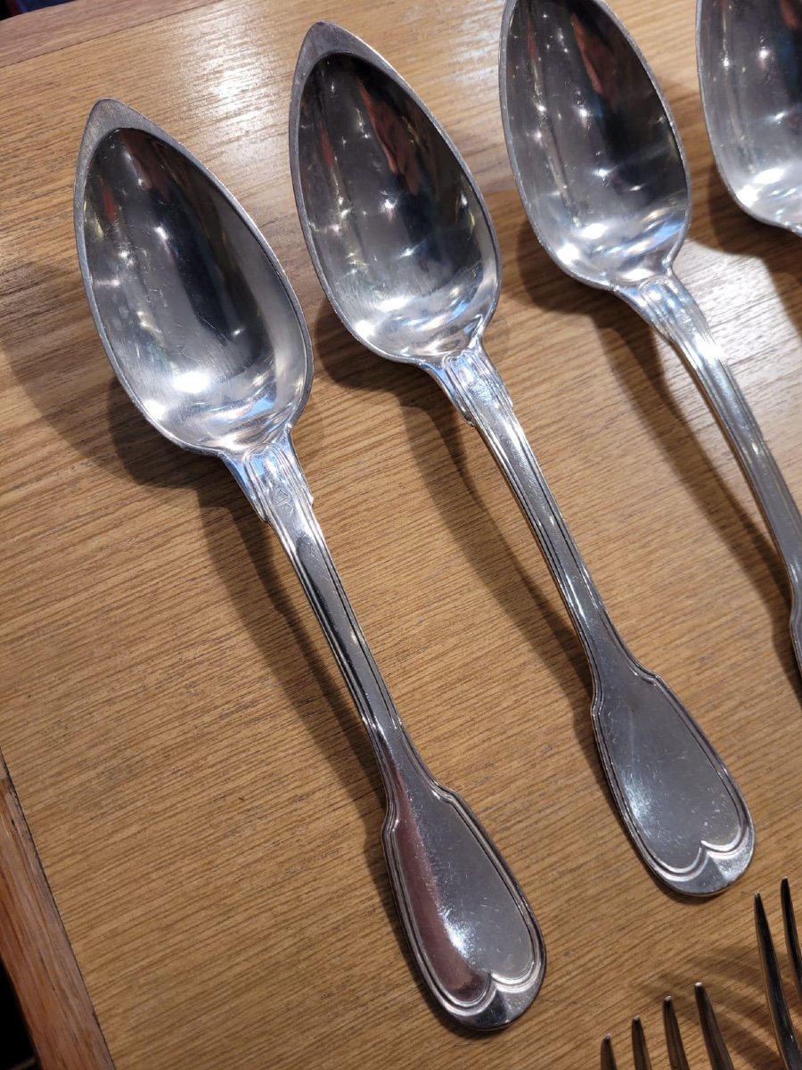 Set Of 12 Cutlery In Sterling Silver -photo-3