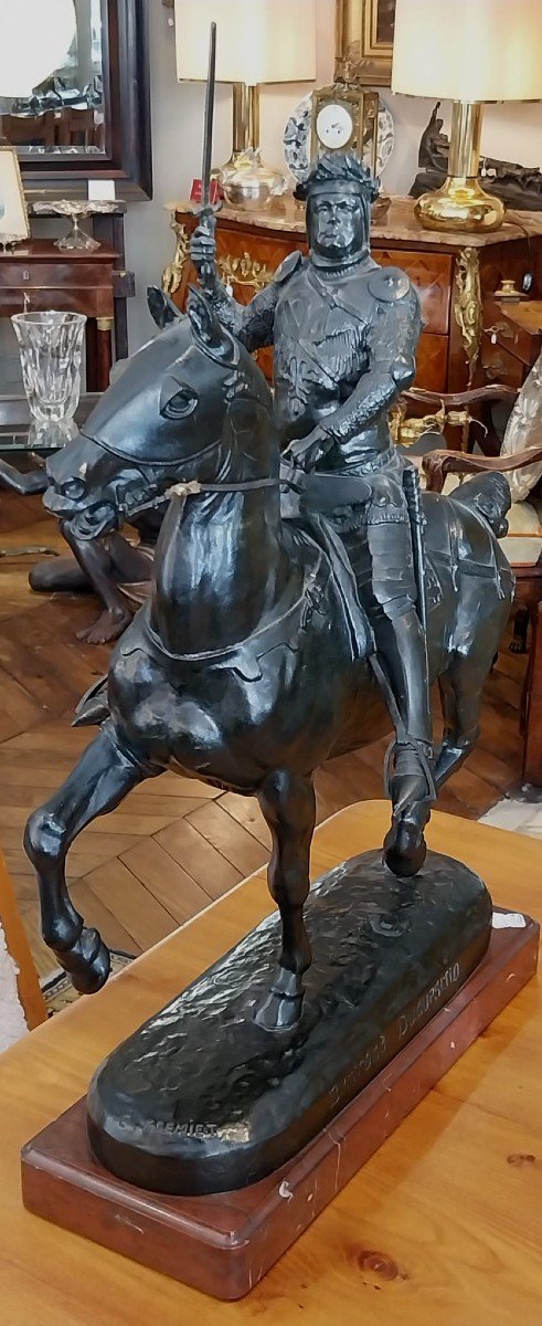 E. Frémiet (1824-1910) - F. Barbedienne (1810-1892), Bronze De Bertrand Du Guesclin, XIXe.-photo-2