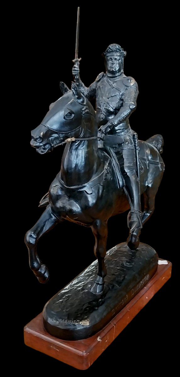 E. Frémiet (1824-1910) - F. Barbedienne (1810-1892), Bronze De Bertrand Du Guesclin, XIXe.