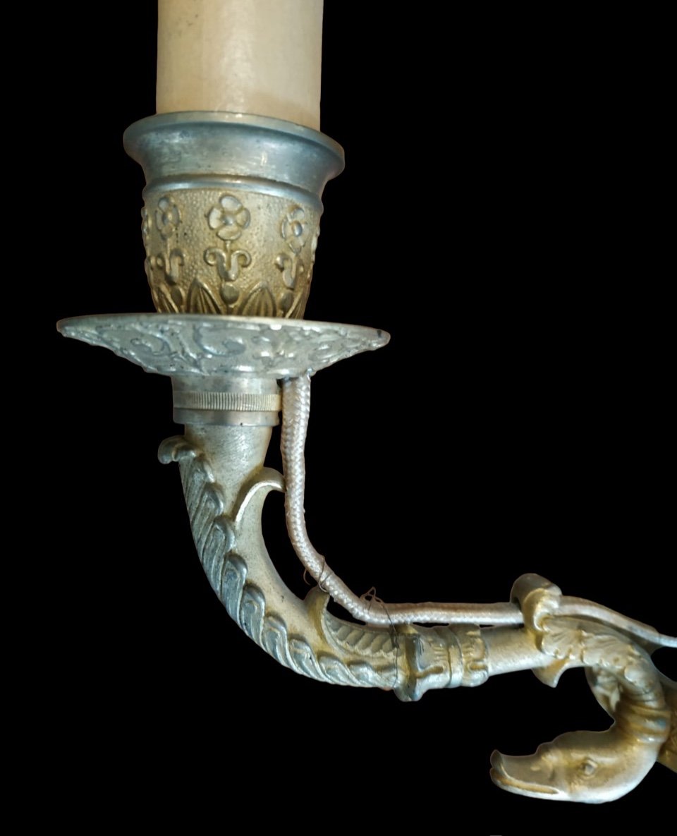 Pair Of Gilded Bronze Sconces, Restoration-photo-2