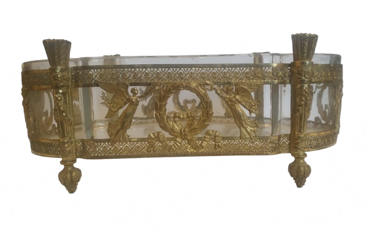 Napoleon III Planter, In Glass And Golden Brass, 19th Century-photo-2