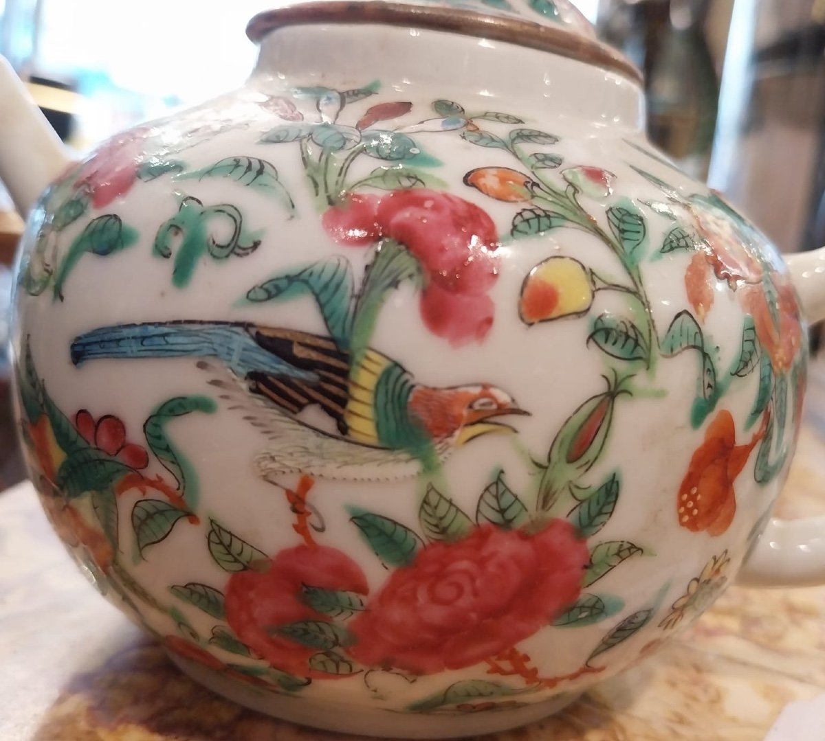 Canton Porcelain Teapot, 19th Century.-photo-2