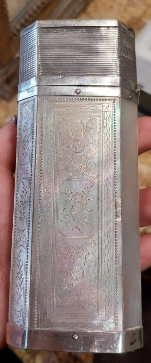 Silver And Mother-of-pearl Case, 19th Century-photo-7