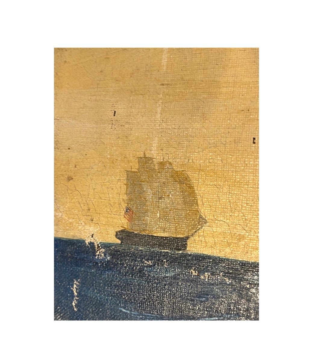 Portrait D’un Bateau, Huile Sur Toile, XIXe Siècle-photo-1