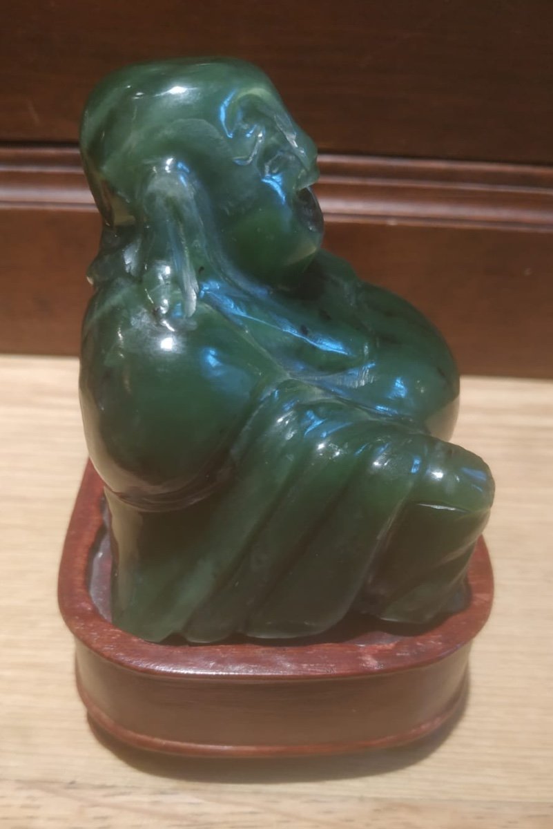 Statuette, In Jade, "buddha", Asian Art, 20th Century.-photo-3