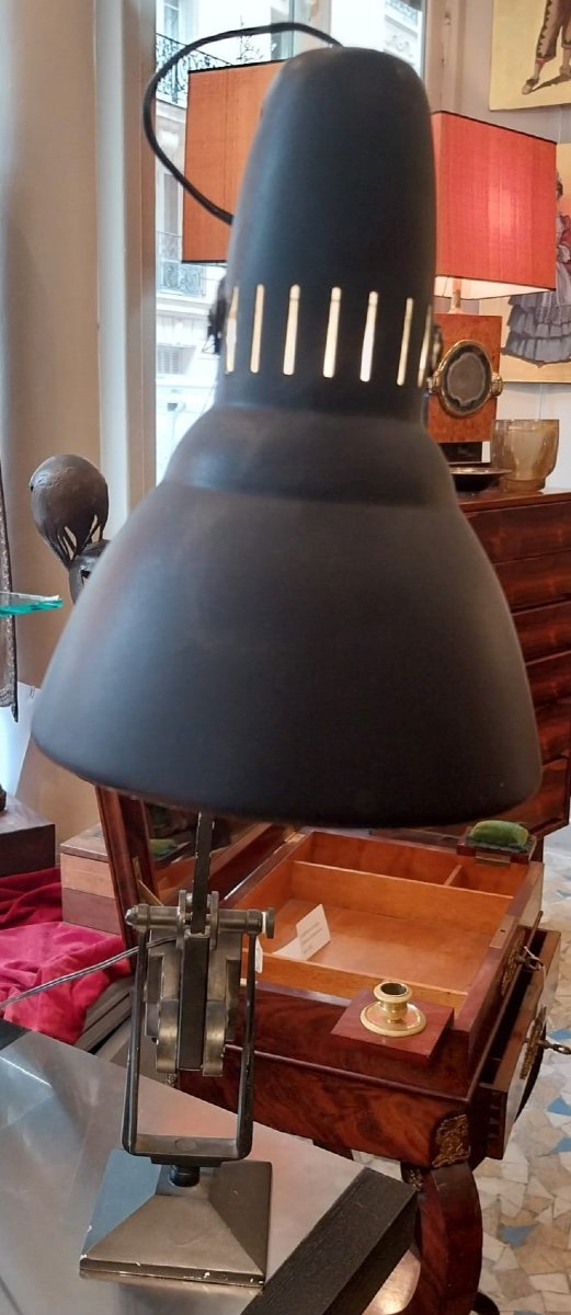 Lampe de bureau à balancier noire, ERPE, XXe-photo-4