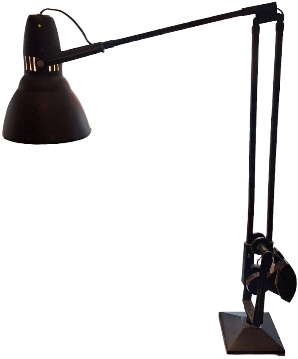 Lampe de bureau à balancier noire, ERPE, XXe