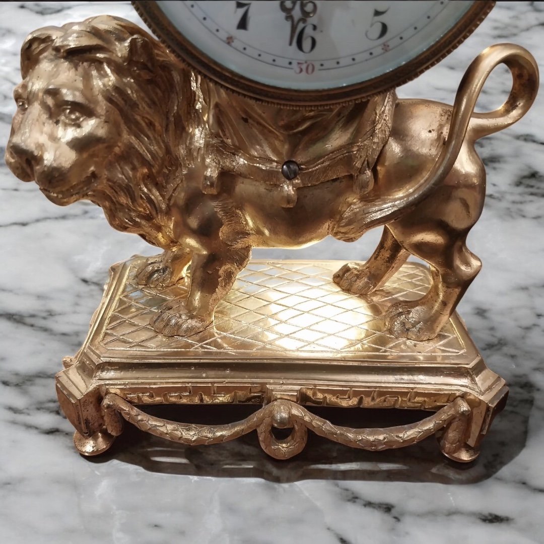 Vintage Lion Clock Late 18th Century-photo-3