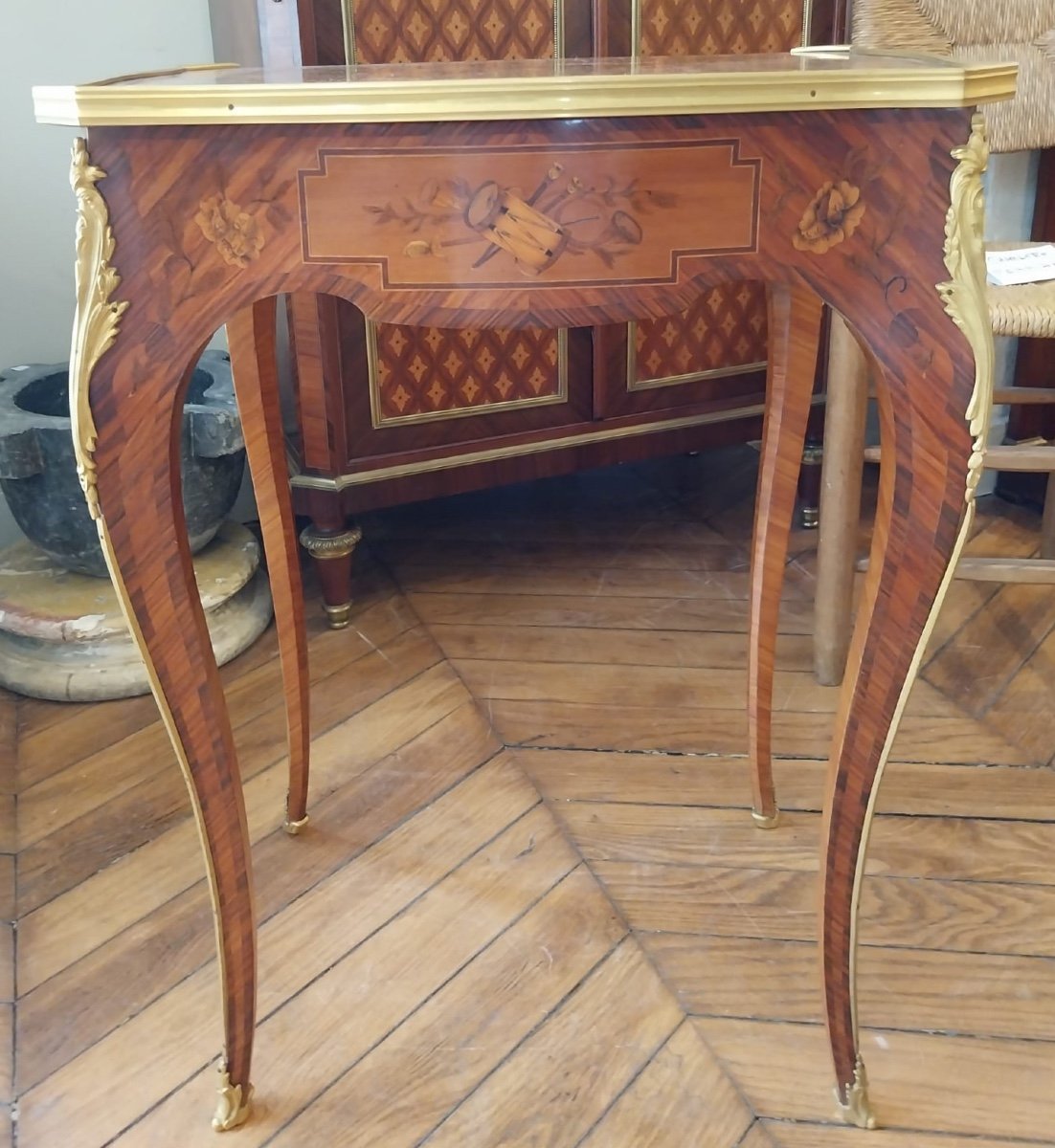 Table D’appoint En Marqueterie De Style Louis XV, XXe.-photo-1