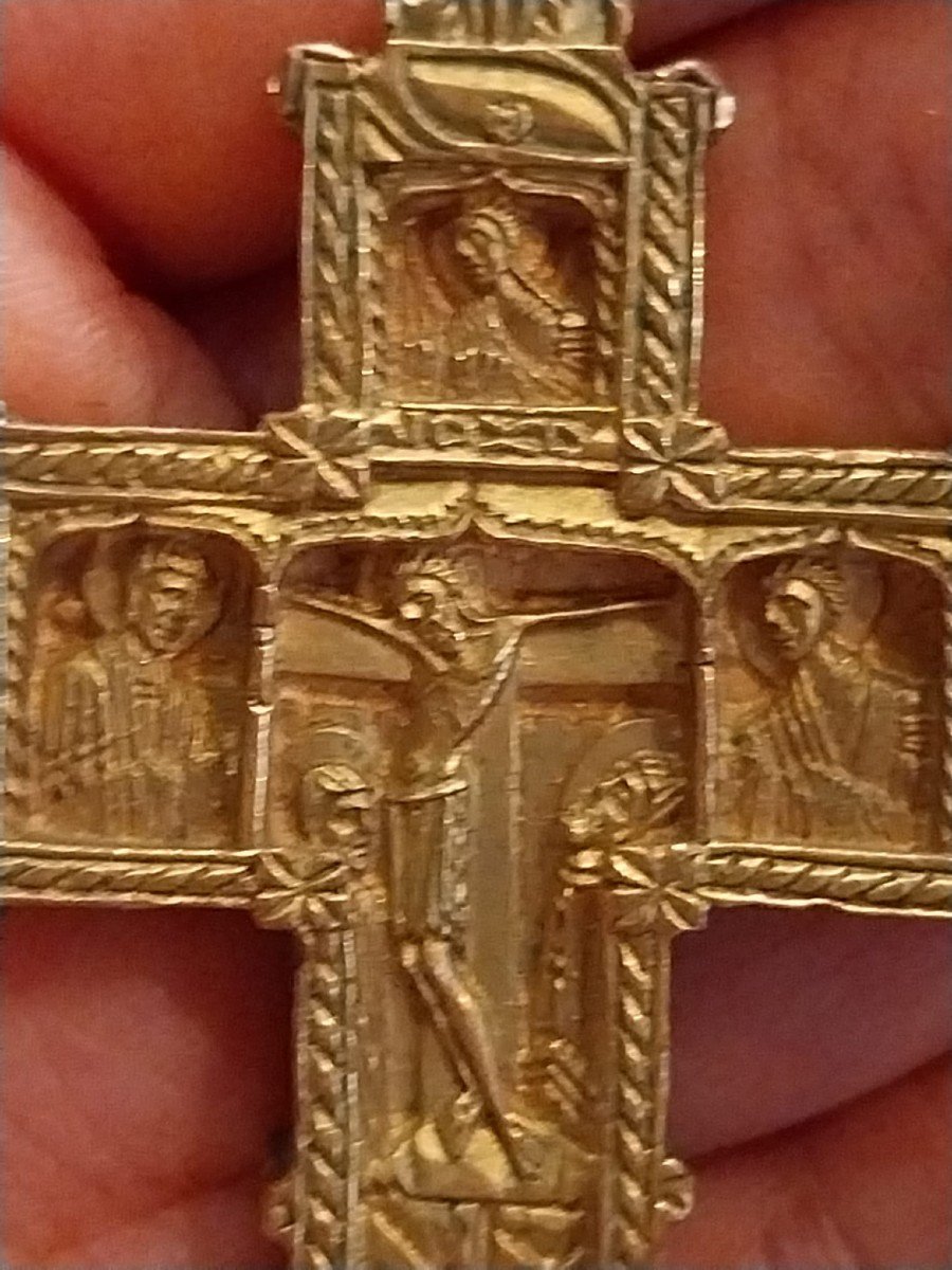 Croix Orthodoxe En Bronze Doré, XIXe-photo-4