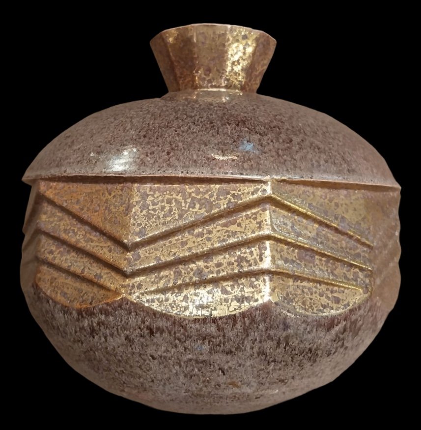 Manufacture De Boulogne -  André Fau (1896-1982), Vase En Céramique à Décor Irisé, Art Déco, XX-photo-4